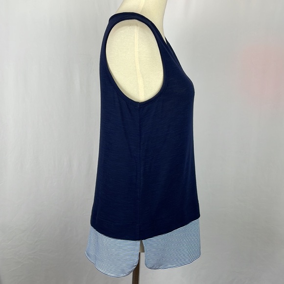 J. Crew Navy Blue Tank w/Blue & White Striped Shirt Tail and Back Keyhole - XS - Picture 8 of 12